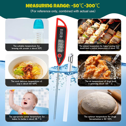 6 Set Waterproof Food Thermometer for Cooking, Digital Meat Thermometer with Long Probe for Kitchen BBQ Grill
