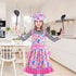 MHJY Kids Apron Hat Set for Girls, Vintage Pleated Skirt Adjustable Kitchen Apron with Pockets for Baking Cooking