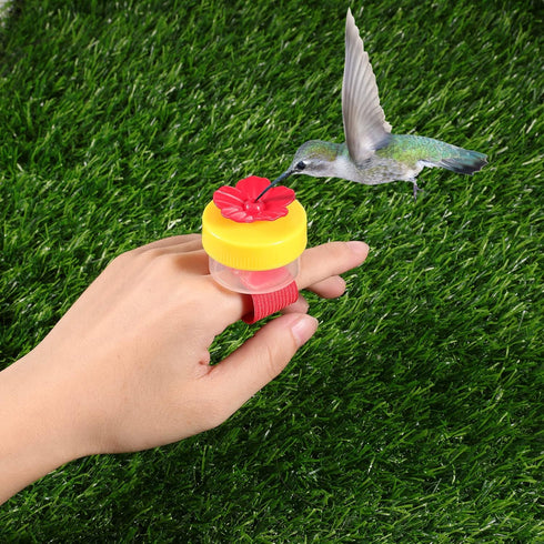Zopeal 4 Pieces Hummingbird Wrist Feeder, Adjustable Strap Hand Feed Perch Tools for Outdoor Hummingbird Feeding
