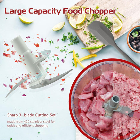Manual Food Processor, Hand Powered Crank Chopper, Vegetable, Meat, Fruits, Onions Blender Mixer