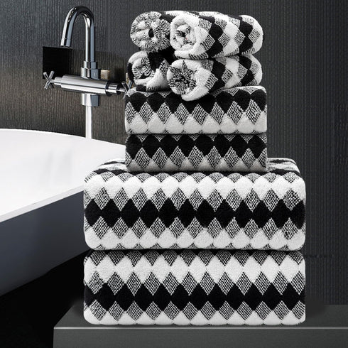 8 Piece Bathroom Towel Set Black White|2 Oversized Large Bath Towels Sheet,2