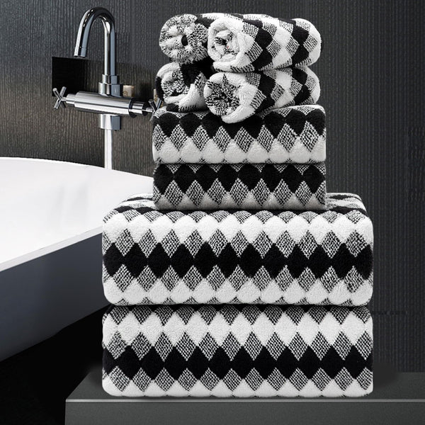 8 Piece Bathroom Towel Set Black White|2 Oversized Large Bath Towels Sheet,2
