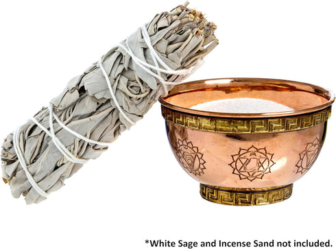 7 Chakras Copper Offering Bowl - Altar Use, Ritual Offerings, Home Decor, Meditation Accessories, Incense Holder