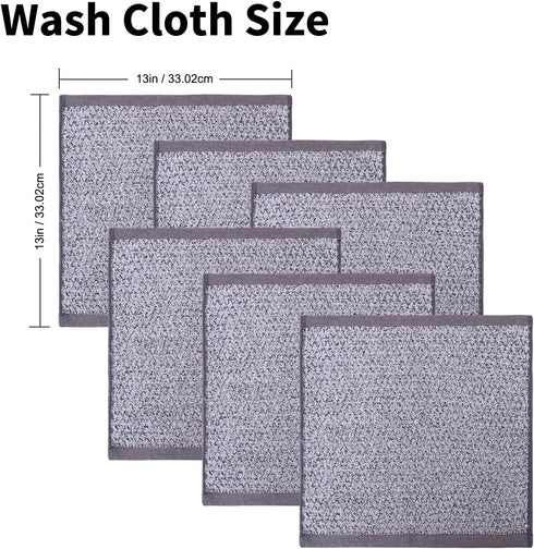 6-Pack Set 13" 13") Everplush Premium Washcloths Ultra Absorbent, Super Soft Essential Washcloths for Bathroom, Spa