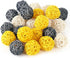 DomeStar 24PCS Yellow Decorative Balls for Bowl Centerpiece, 2 Inch Rattan Bowl Fillers for Kitchen Decor