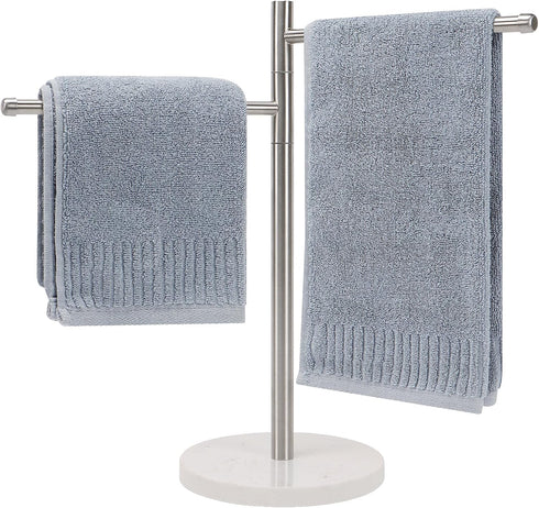 Standing Hand Towel Holder, Marble Base Towel Rack with 304 Stainless Steel, Countertop Stand Towel Ring for Kitchen