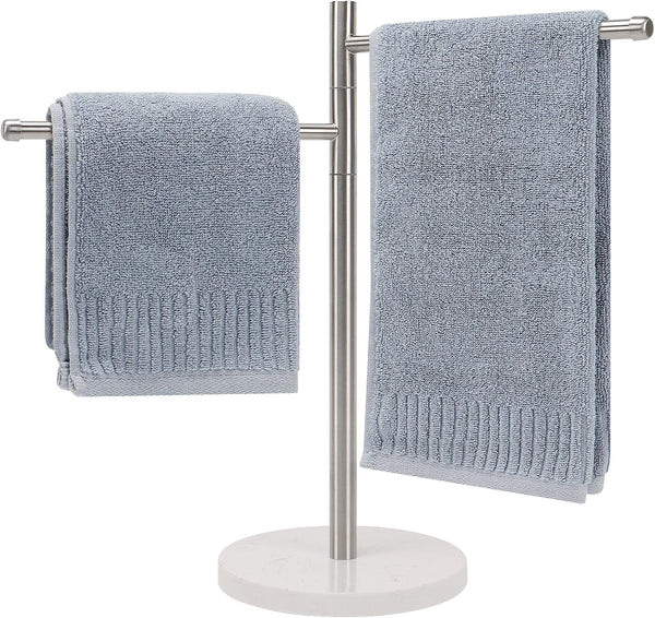 Standing Hand Towel Holder, Marble Base Towel Rack with 304 Stainless Steel, Countertop Stand Towel Ring for Kitchen
