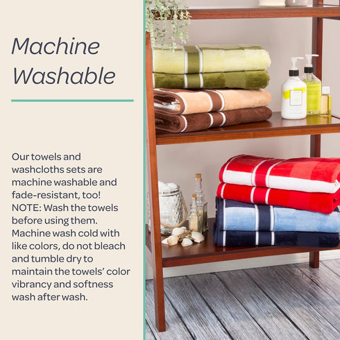 6 Set 525 100% 2 2 2 Set Lavish Home Piece Bathroom Towels - GSM Cotton Bathroom Accessories - Bath Sheets, Hand Cloths