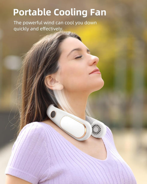 Koonie Neck Fan Rechargeable 5 Speeds, Portable Personal Fan, Hands Free Bladeless Fan, Battery Operated Wearable Fan Adjustable, Screen Design, 4-12 Hours, Cooling Fan For Travel, Outdoor, Indoor by Koonie