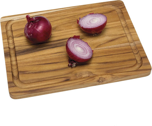Lipper International 7215 Teak Wood Edge Grain Kitchen Cutting and Serving Board, Small, 12" x 9"