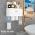 iHave 3 Cups Toothbrush Holders for Bathrooms, Wall Mounted Organizer with Large Capacity Drawer and Tray