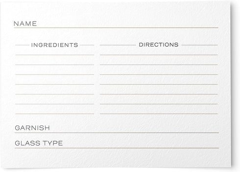 48 Cocktail Recipe Cards, 4 x 6 inches, Double-Sided for Bartenders and Mixology