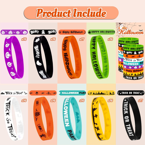144pcs Moon Boat Halloween Party Favors for Kids Silicone Bracelets Bulk, Trick or Treat Toys, Goodie Bag Stuffers