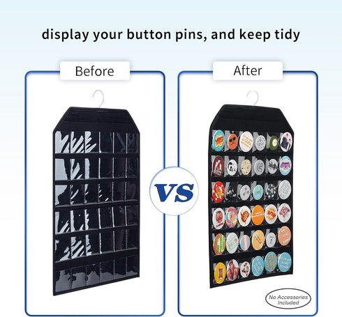 PACMAXI Wall Hanging Badge Button Pins Organizer Display Storage Stand for Up to 36 Pins (Black)