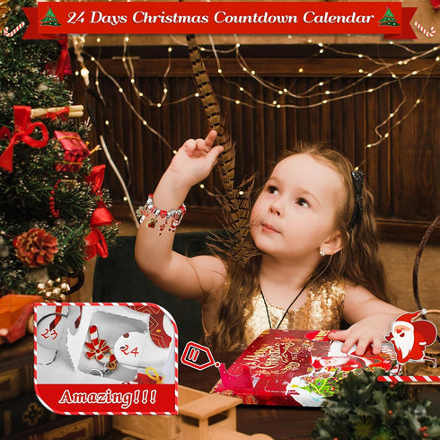 2024 Christmas Advent Calendar Charm Bracelets for Girls, SIXNIE 24-Days Countdown with DIY Charm Bracelets Kits
