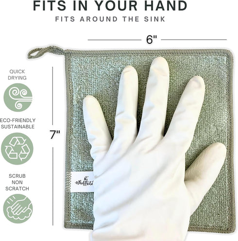 6x7 6-Pack 2-Ply Whiffkitch Dishcloths Dishrags for Kitchen and Household Cleaning Non-Scratch Weave, Rayon Derived