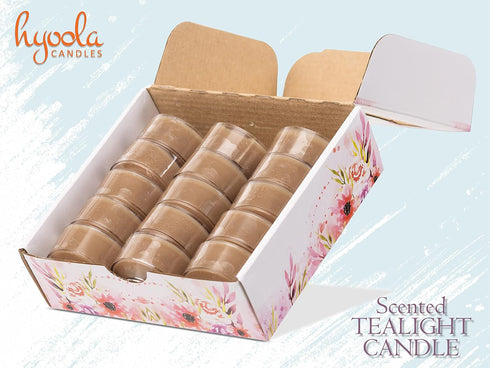 6 15 Pack HYOOLA Scented Tealight Candles - Clear Cup - Roasted Almonds Tealight Candles Scented - Hour Burn Time
