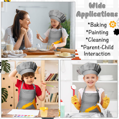 2Pcs Set, R HORSE Kid Apron And Chef Hat Adjustable Excavator Children Kitchen Apron, Dress up Role Play Chef Toy, Kid