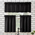 No. 918 Martine Microfiber Semi-Sheer Rod Pocket Kitchen Curtain Valance and Tiers Set, 54" x 45", Black