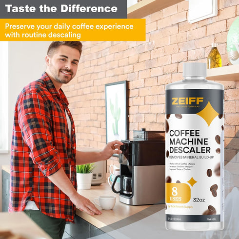 Coffee Machine Descaler - 32oz (8 Uses) - Compatible with Nespresso, Breville, Delonghi, Keurig Descaling Solution