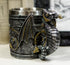 Ebros Gift Steampunk Nightcrawler Silver Firewheel Cyborg Dragon Beer Stein Tankard Coffee Mug