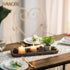 Hanobe Rustic Wood Centerpiece Tray: Decorative Tealight Candle Holders Long Farmhouse Candle Plate Wooden Table