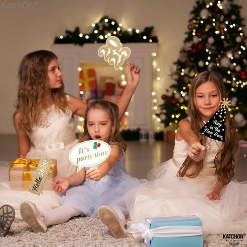 KatchOn Photo Booth Props for New Years Eve 2025 | Huge Pack of 35 | Happy New Year Decorations and Party Supplies