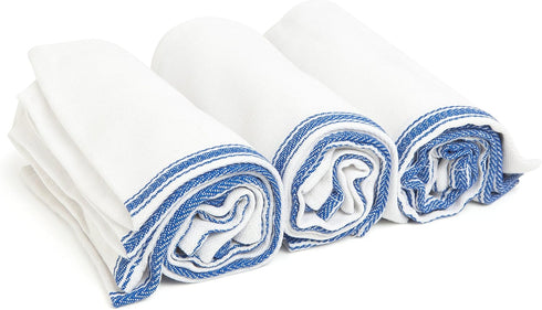 Liliane Collection 13 27" 14" 2-ply Commercial 100% Blue Kitchen Dish Towels - x Grade Absorbent Cotton Kitchen Towels