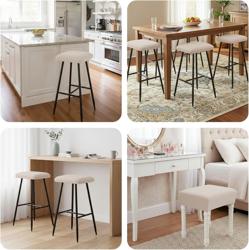 Counter Set 4 NICEEC Beige Bar Stool Covers Rectangle Spandex Stretch Vanity Barstool Seat Covers Water Repellent
