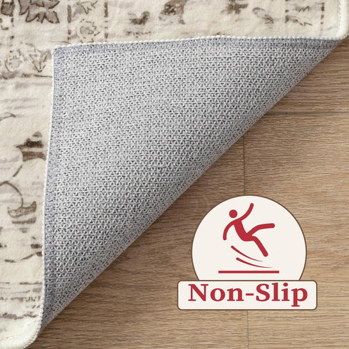 3x5 SERISSA Area Rug Boho Rugs for Bedroom, Washable Kitchen Rugs Non-Slip, Ultra Soft Print Distressed Entry Rug