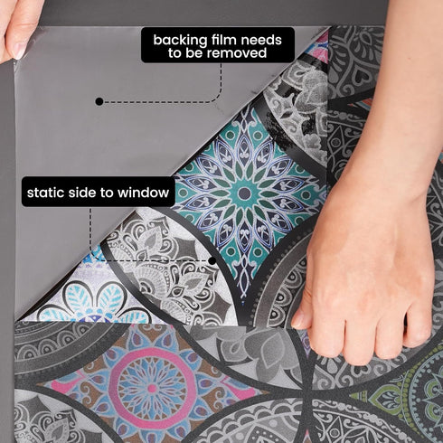 DKTIE Static Cling Decorative Window Film, Non-Adhesive Privacy Film with Installation Tools, 17.7 x 78.7 Inch
