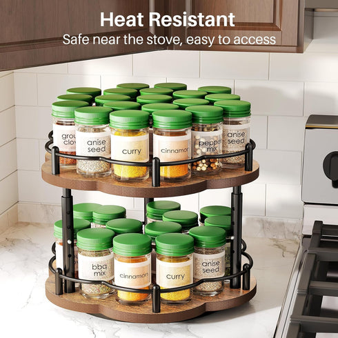 2 Countertop 10 Inch Spice Rack Lazy Susan Organizer for Cabinet, Rotating Spice Organization Tier Adjustable Lazy