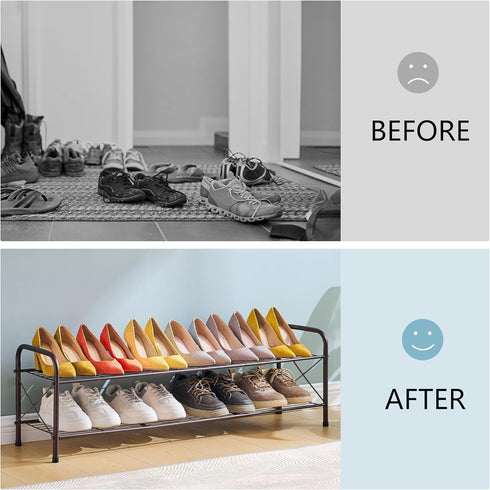 2 Closet, Hoctieon Tier Shoe Rack for Shoe Rack FreeStanding, Entryway Shoe Shelf, Shoe Storage Organizer, Durable Mesh