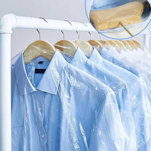 50 Pack Plastic Dry Cleaning Bags, 60x120 cm Clear Dust-proof Garment Bags for Dry Cleaner and Storage