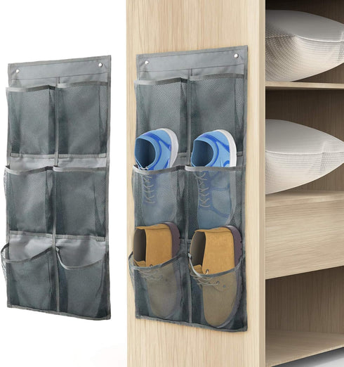 Wall Mounted Shoes Rack 2 Pack - Store 6 Pairs of Sneakers with Sticky Hanging Mounts, Organizer Shelf
