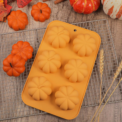 Webake Pumpkin Cake Mold, Silicone 3D Pumpkin Cupcake Pan for Baking Dessert, 2 PCS