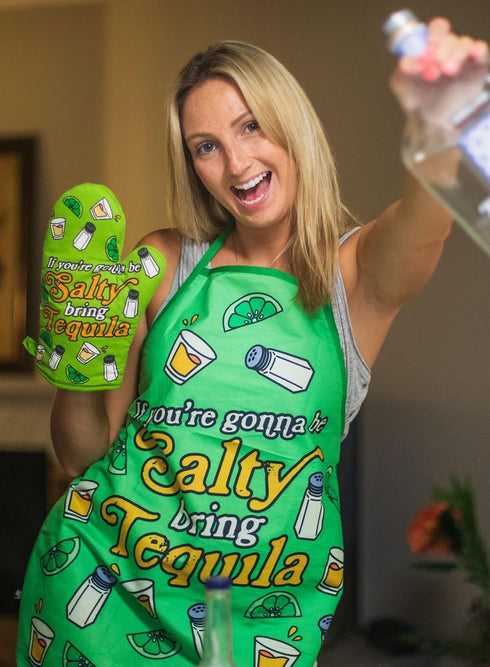 If You're Going to Be Salty Bring Tequila Oven Mitt, Funny Margarita Kitchen Glove, Cinco De Mayo Cool Liquor Novelty