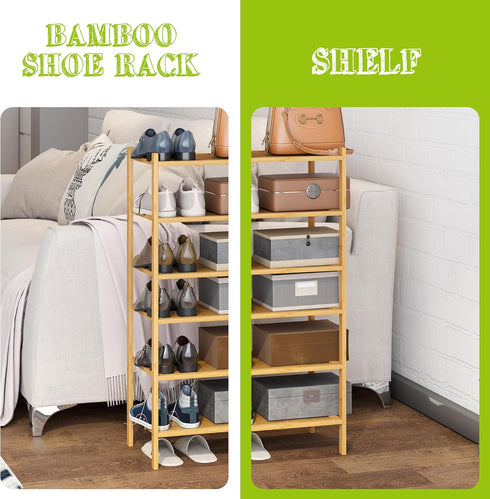 6-Tier Closet BMOSU Bamboo Small Shoe Rack Premium Stackable Shoe Shelf Storage Organizer for Hallway Living Room