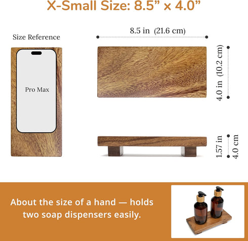 8.5" Counter, 8.5" 4.0" 1.57") X-Small Acacia Wood Riser Pedestal Stand, Farmhouse Bathroom and Kitchen Sink Decor