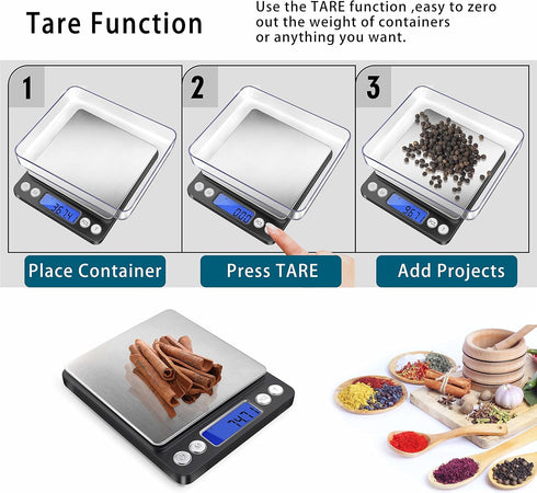 Fuzion Digital Gram Scale, 500g/0.01g Small Jewelry Scale with 2 Trays, Tare Function for Food and Mini Reptile