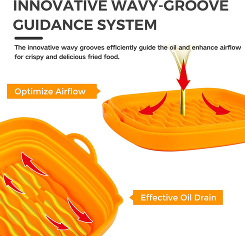Foldable Silicone Air Fryer Liners, 2 Pcs Reusable Basket Liners, Upgraded Thicker Design, Dishwasher Safe