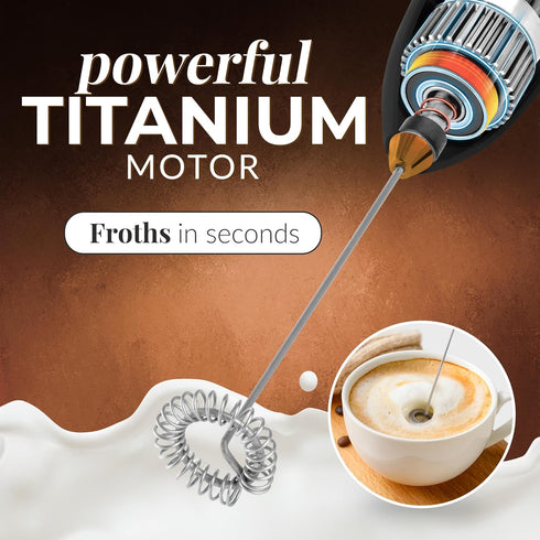 Zulay Kitchen Powerful Milk Frother Wand, Mini Handheld Stainless Steel Drink Mixer for Coffee, Lattes, Black/Copper