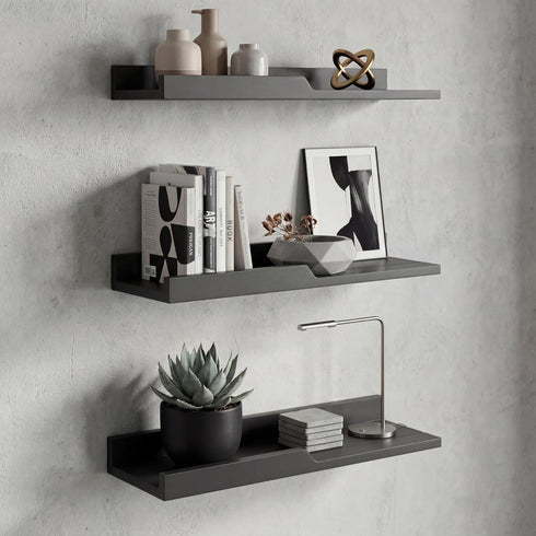 Set 3 Rebee Vision Modern Floating Shelves of : Farmhouse Wall Mounted Bedroom Decor Aesthetic for Multifunctional