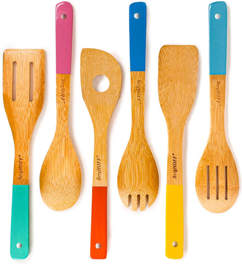 BergHOFF Bamboo 6Pc Utensil Set, Multi-Color, 12" with Hanging Loop