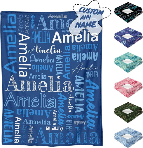 Vsmoedb Custom Baby Blanket with Name, Custom Name Blanket for Boys Girls,
