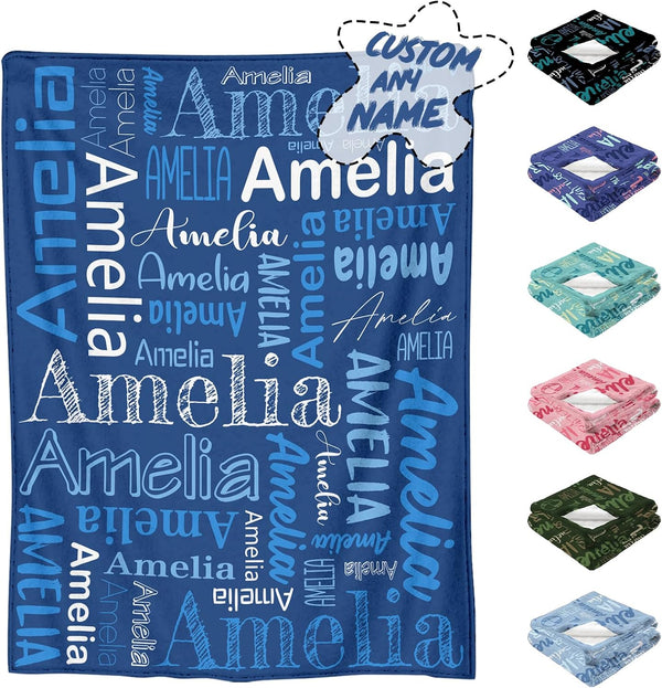 Vsmoedb Custom Baby Blanket with Name, Custom Name Blanket for Boys Girls,