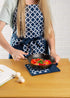 DII Lattice Basics Collection Kitchen Essentials, Oven Mitt & Potholder Set, Nautical Blue, 2 Piece