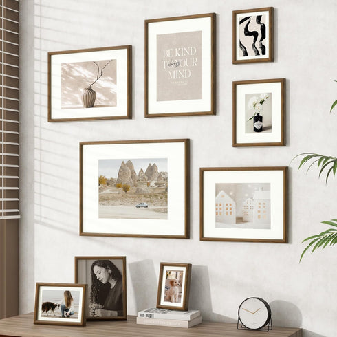 8x10 5x7, Venusmiles Picture Frame, Natural Solid USA-Sourced Walnut Wood Photo Frames with HD Tempered Glass