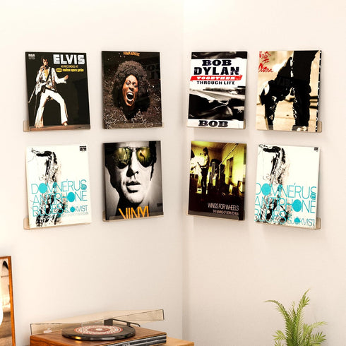 8 Pack 12" Album Album upsimples Vinyl Record Wall Mount Shelves, Vinyl Holder for Record Storage & Display, Clear