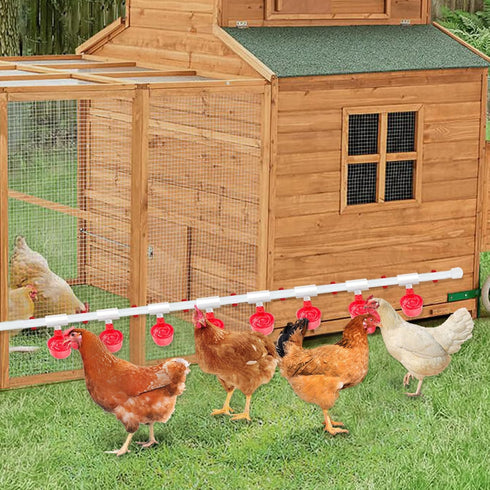 (45 Set Automatic Chicken Waterer System Accessories Included), Complete PVC Pipelines with Chicken Water Cups, Float